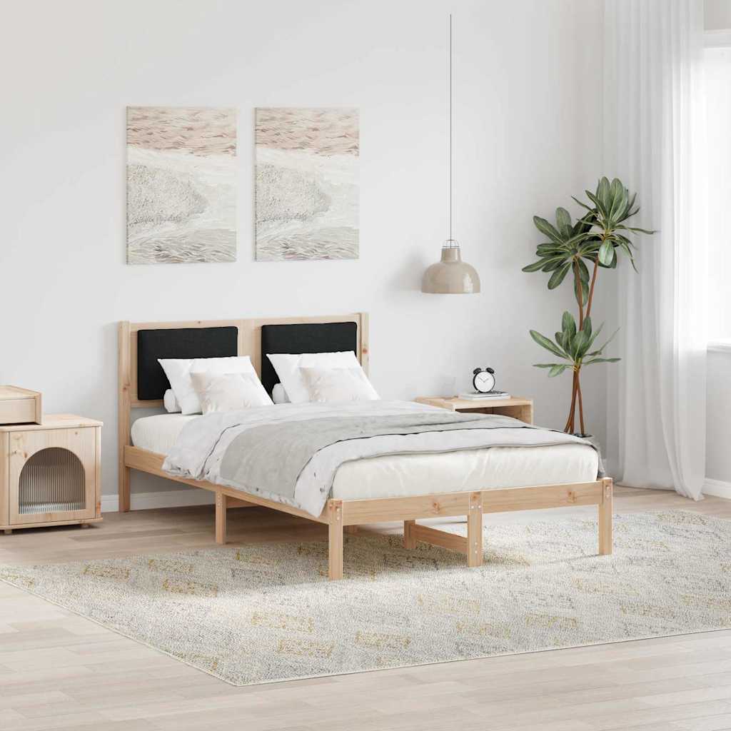 Bedframe met hoofdeinde Zwart 120 x 190 cm Massief grenenhout is nu te koop bij PeponiXL, paradijselijk wonen!