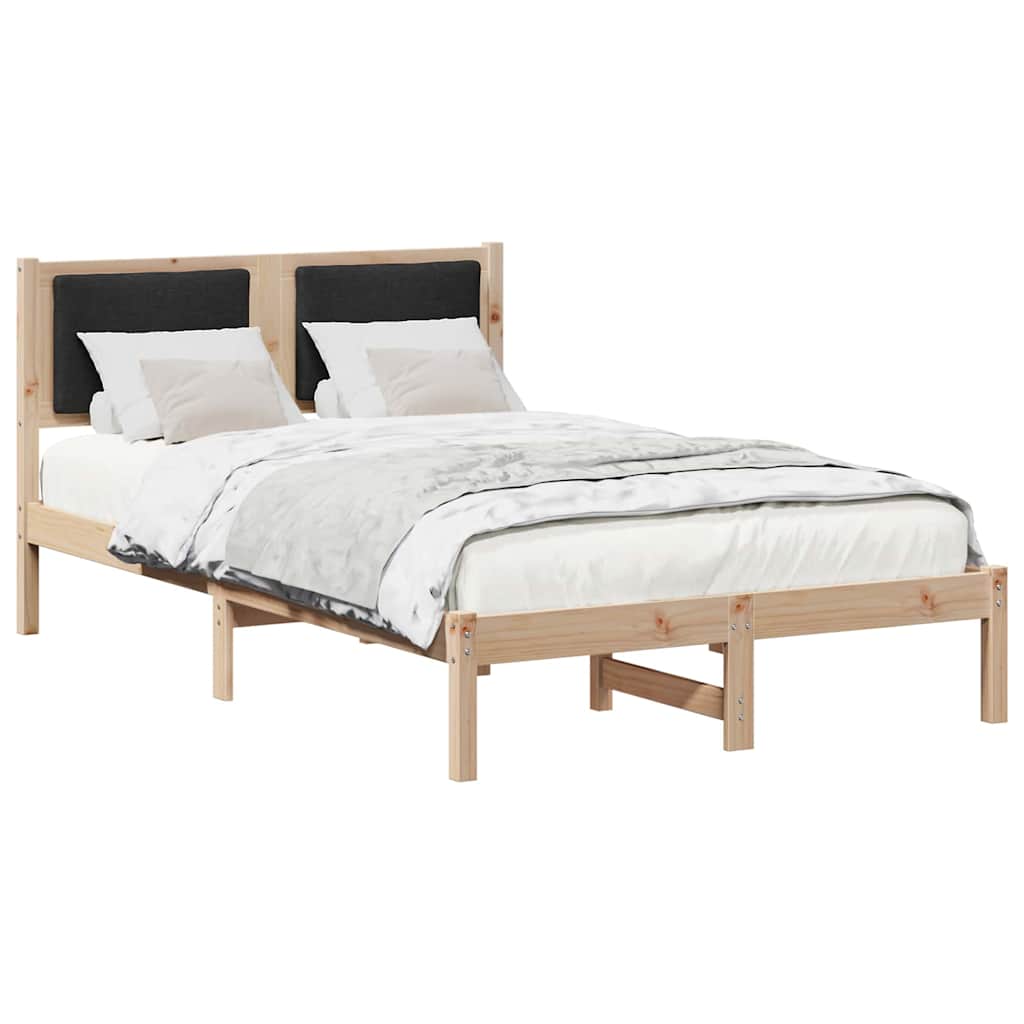 Bedframe met hoofdeinde Zwart 120 x 190 cm Massief grenenhout is nu te koop bij PeponiXL, paradijselijk wonen!