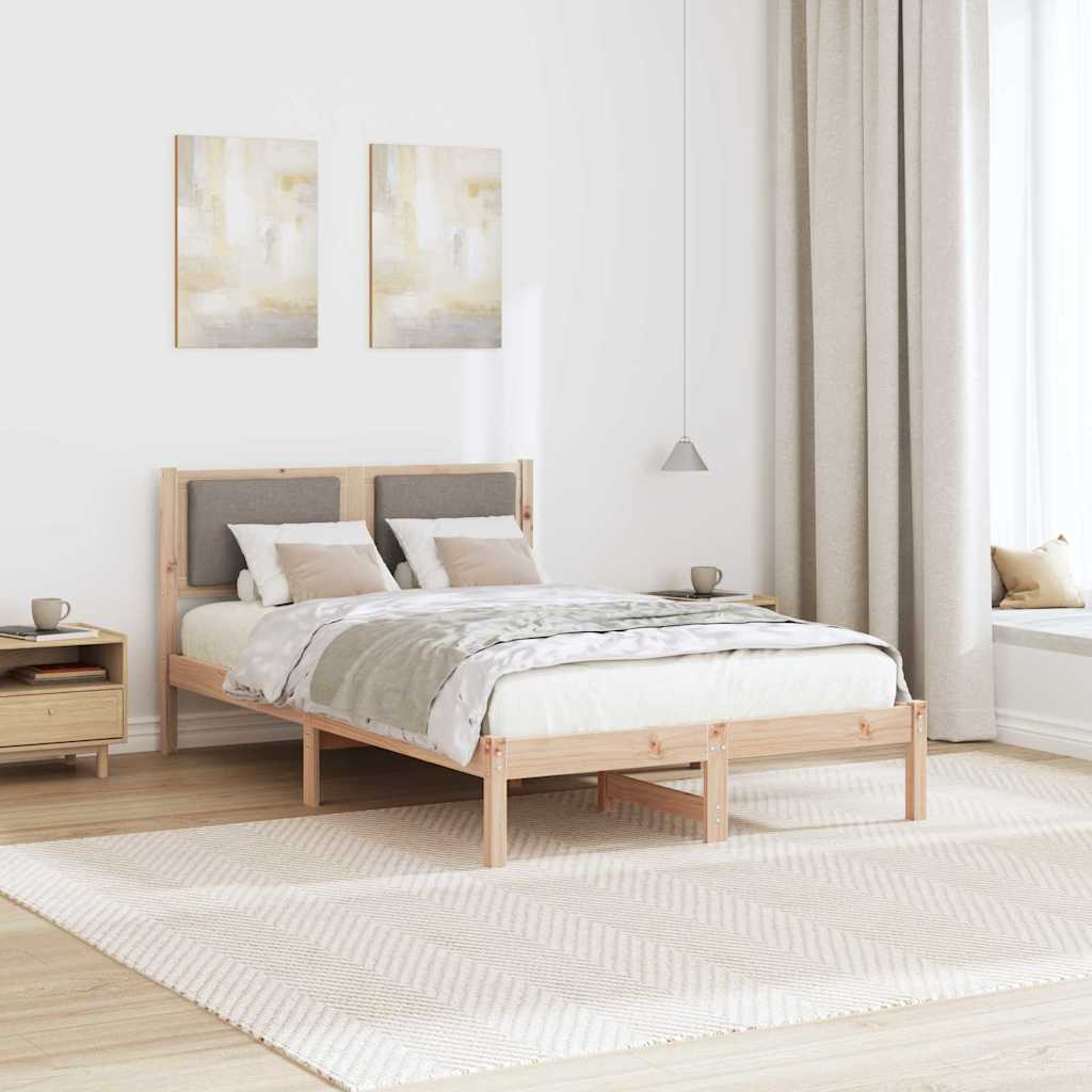 Bedframe met hoofdeinde Taupe 120 x 190 cm Massief grenenhout is nu te koop bij PeponiXL, paradijselijk wonen!