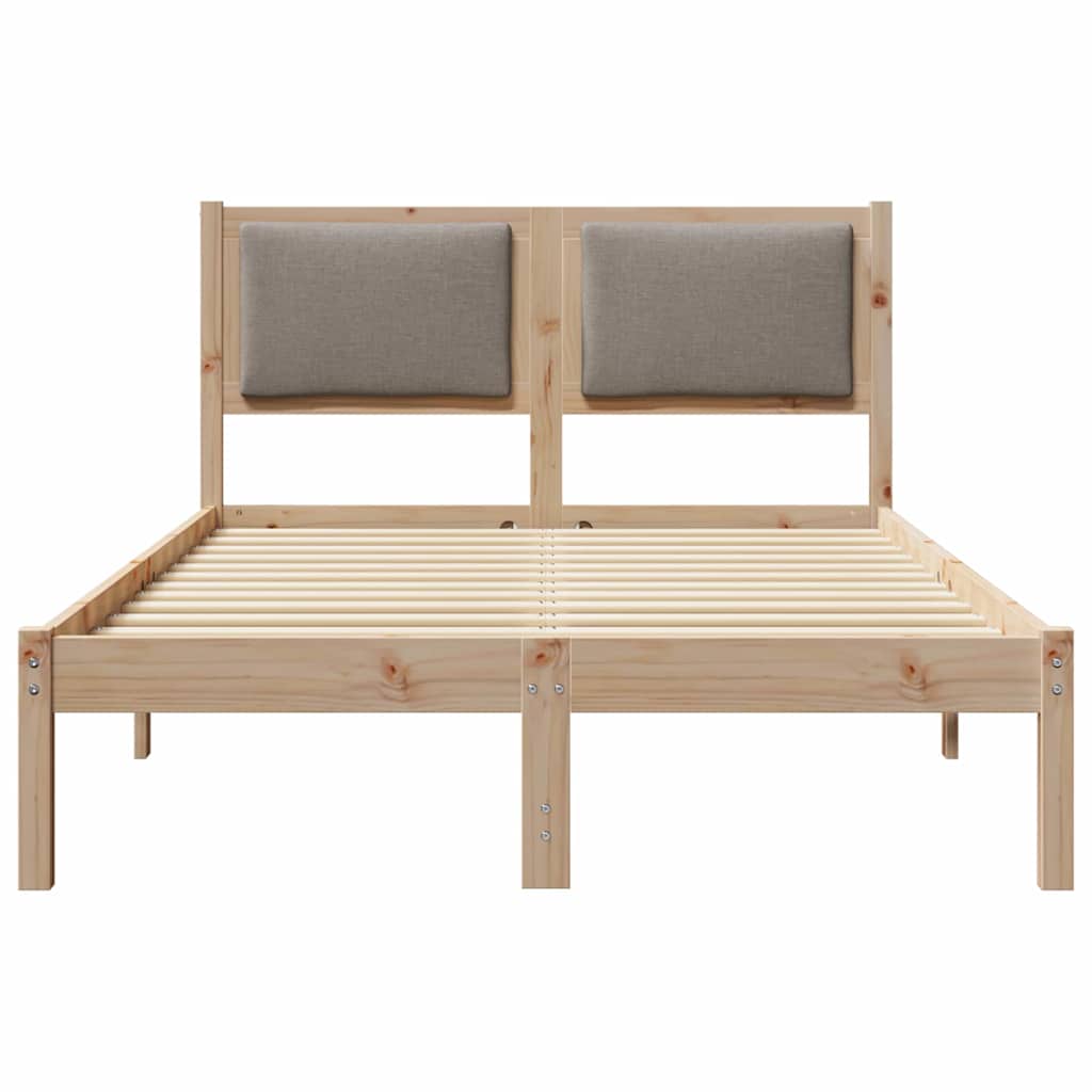 Bedframe met hoofdeinde Taupe 120 x 190 cm Massief grenenhout is nu te koop bij PeponiXL, paradijselijk wonen!