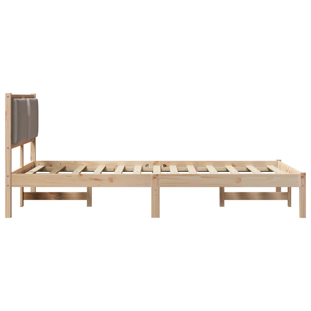 Bedframe met hoofdeinde Taupe 120 x 190 cm Massief grenenhout is nu te koop bij PeponiXL, paradijselijk wonen!