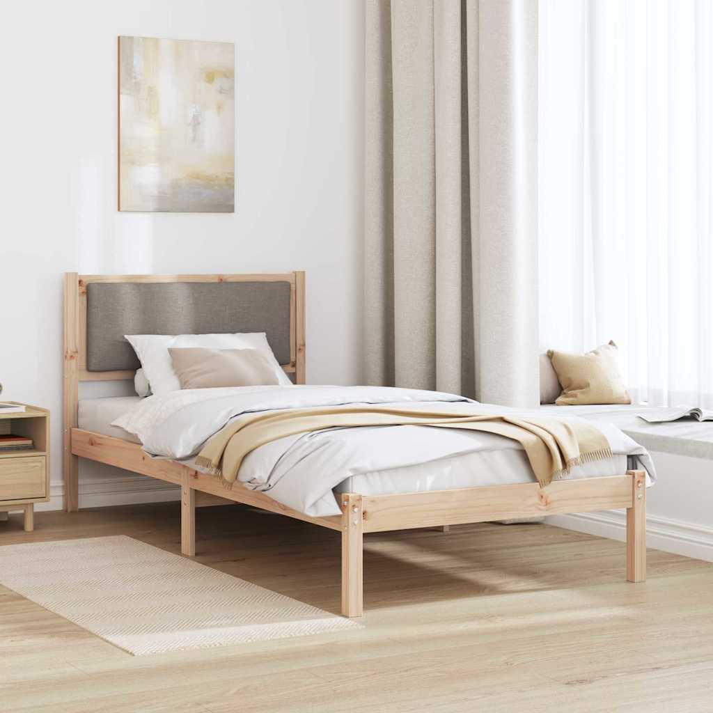 Bedframe met hoofdeinde Taupe 100 x 200 cm Massief grenenhout is nu te koop bij PeponiXL, paradijselijk wonen!