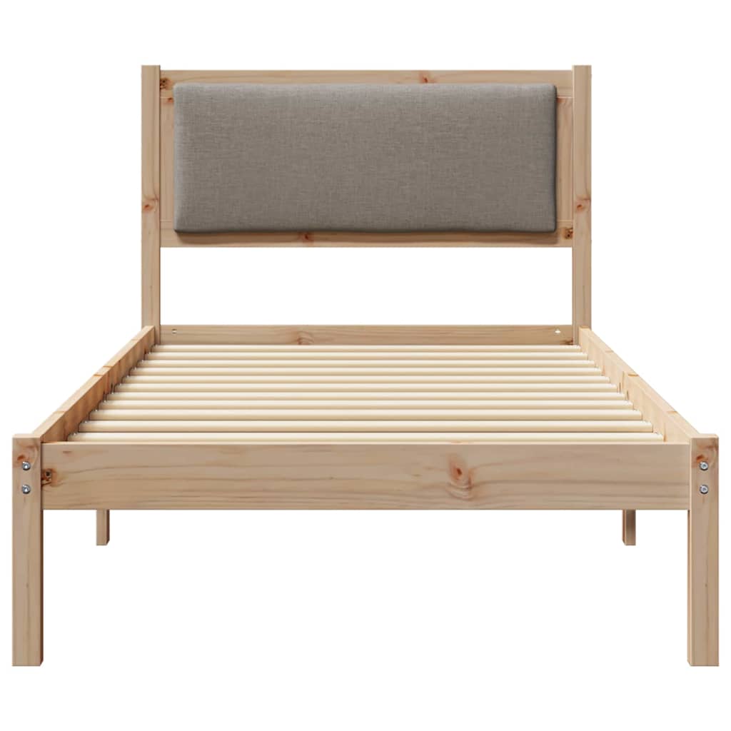Bedframe met hoofdeinde Taupe 100 x 200 cm Massief grenenhout is nu te koop bij PeponiXL, paradijselijk wonen!