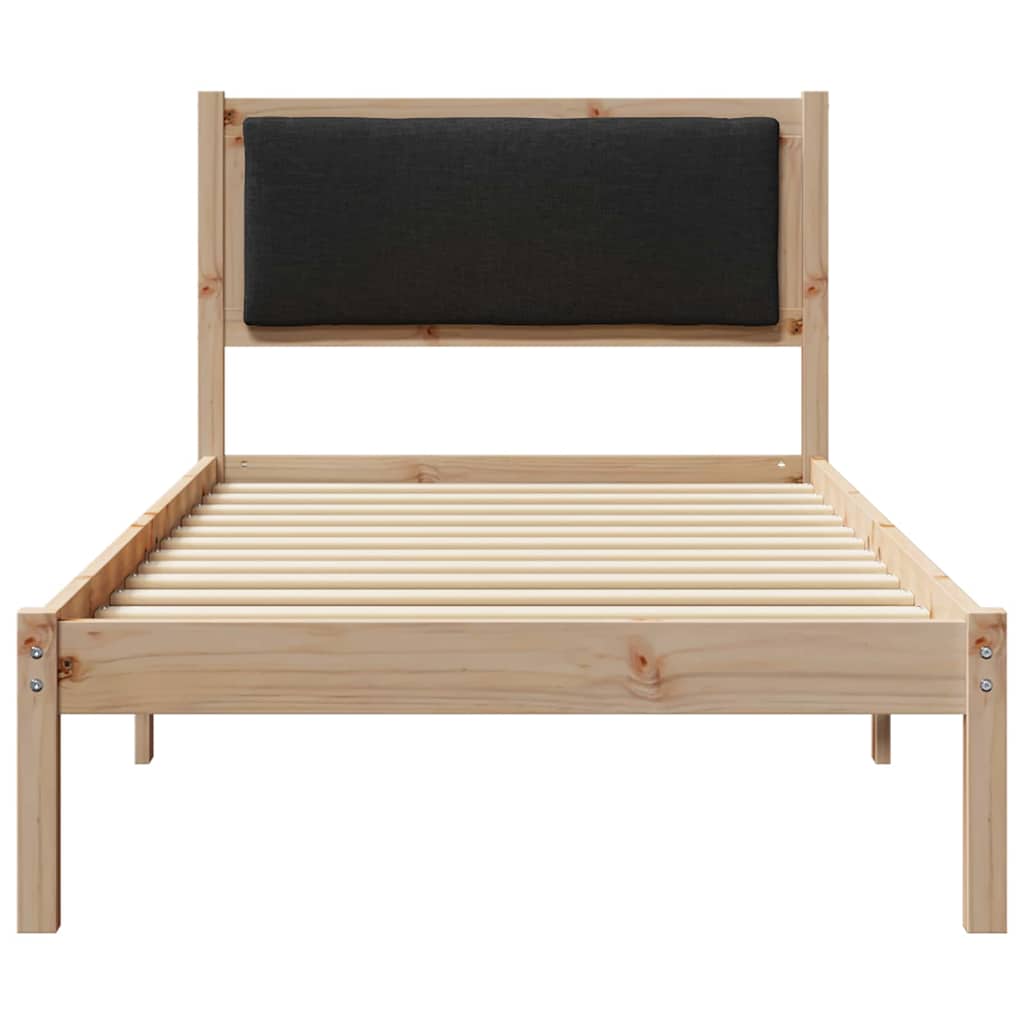 Bedframe met hoofdeinde Zwart 90 x 200 cm Massief grenenhout is nu te koop bij PeponiXL, paradijselijk wonen!