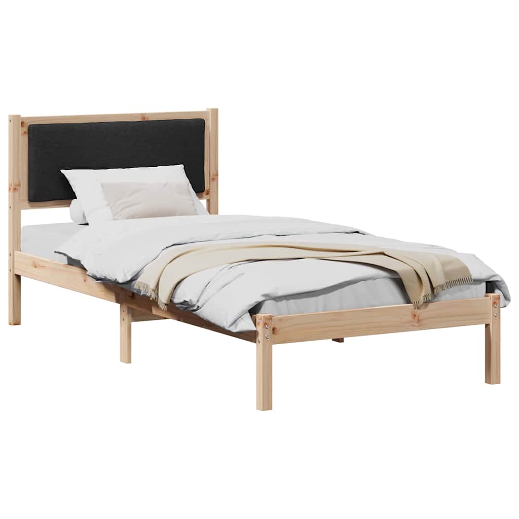 Bedframe met hoofdeinde Zwart 90 x 200 cm Massief grenenhout is nu te koop bij PeponiXL, paradijselijk wonen!