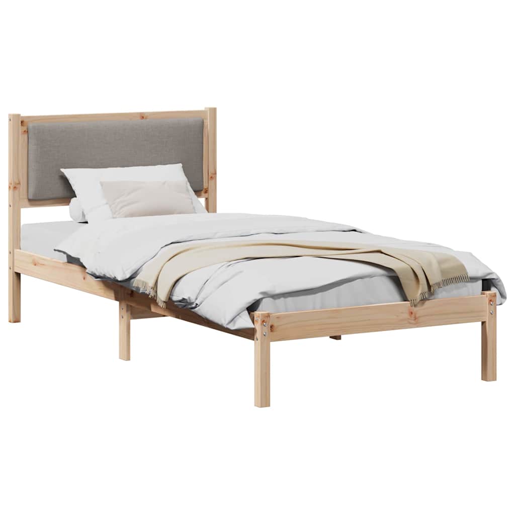 Bedframe met hoofdeinde Taupe 90 x 200 cm Massief grenenhout is nu te koop bij PeponiXL, paradijselijk wonen!