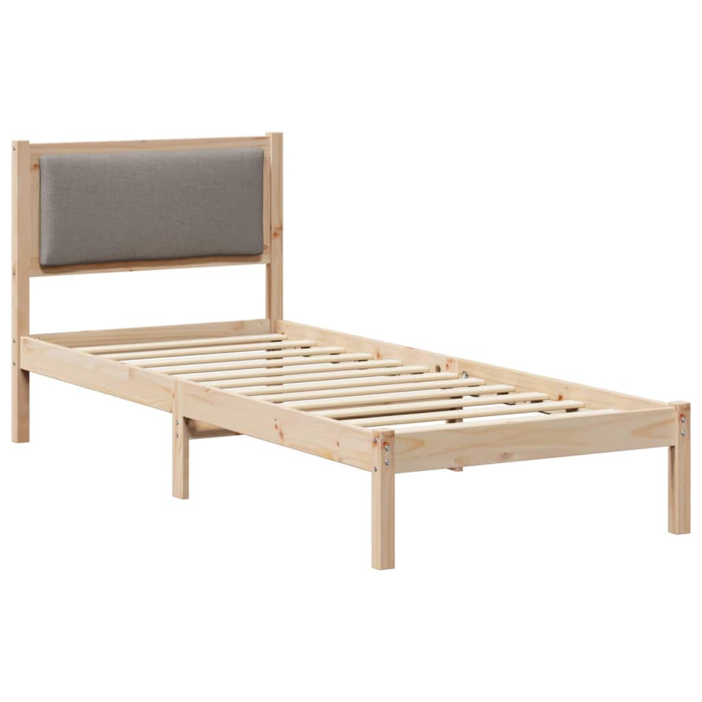 Bedframe met hoofdeinde Taupe 80 x 200 cm Massief grenenhout is nu te koop bij PeponiXL, paradijselijk wonen!