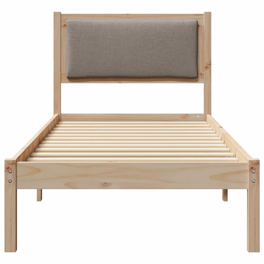 Bedframe met hoofdeinde Taupe 80 x 200 cm Massief grenenhout is nu te koop bij PeponiXL, paradijselijk wonen!