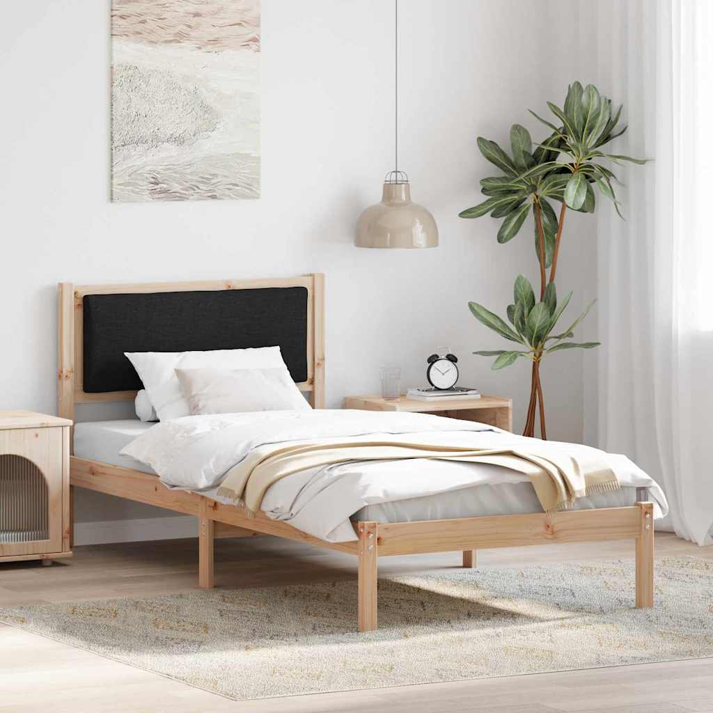 Bedframe met hoofdeinde Zwart 90 x 190 cm Massief grenenhout is nu te koop bij PeponiXL, paradijselijk wonen!