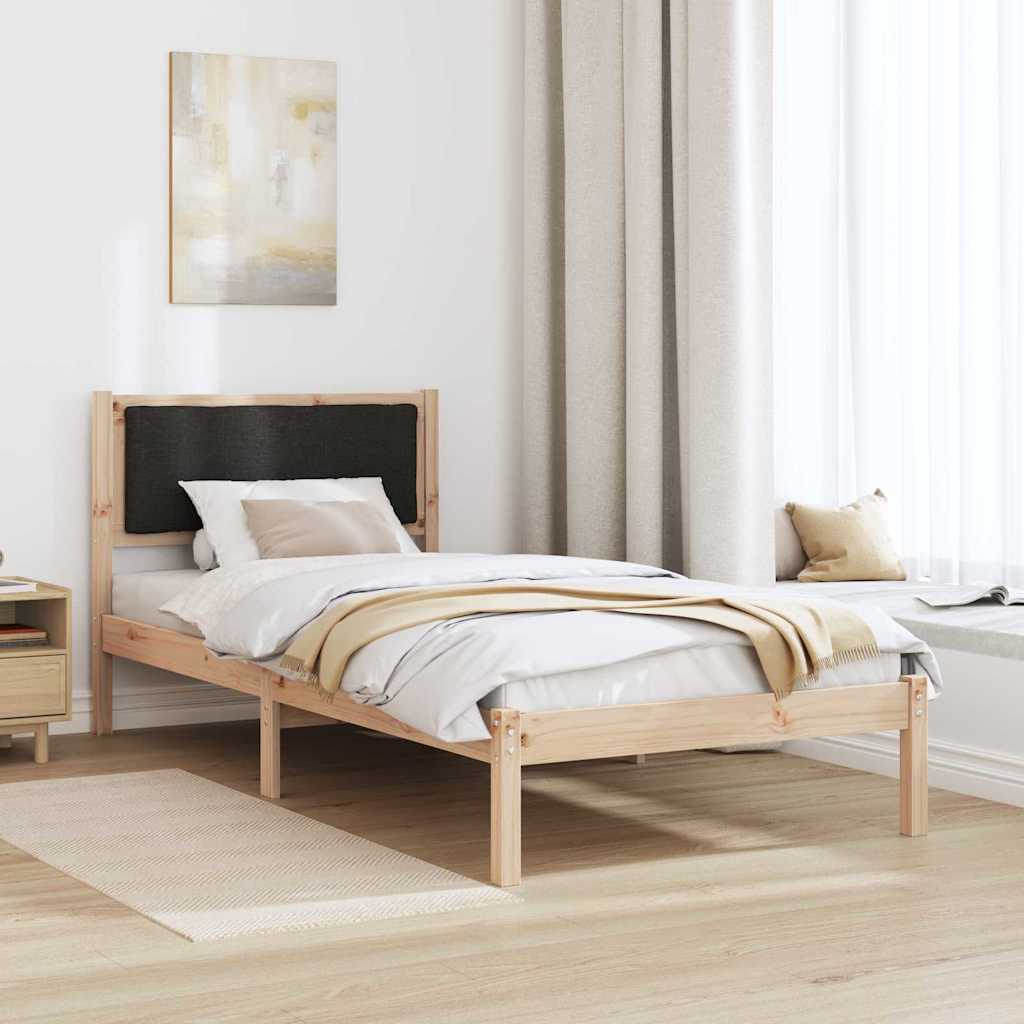 Bedframe met hoofdeinde Zwart 90 x 190 cm Massief grenenhout is nu te koop bij PeponiXL, paradijselijk wonen!