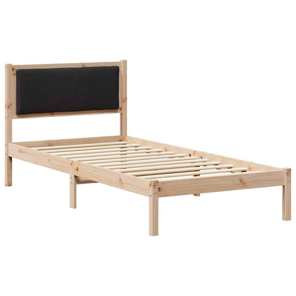 Bedframe met hoofdeinde Zwart 90 x 190 cm Massief grenenhout is nu te koop bij PeponiXL, paradijselijk wonen!