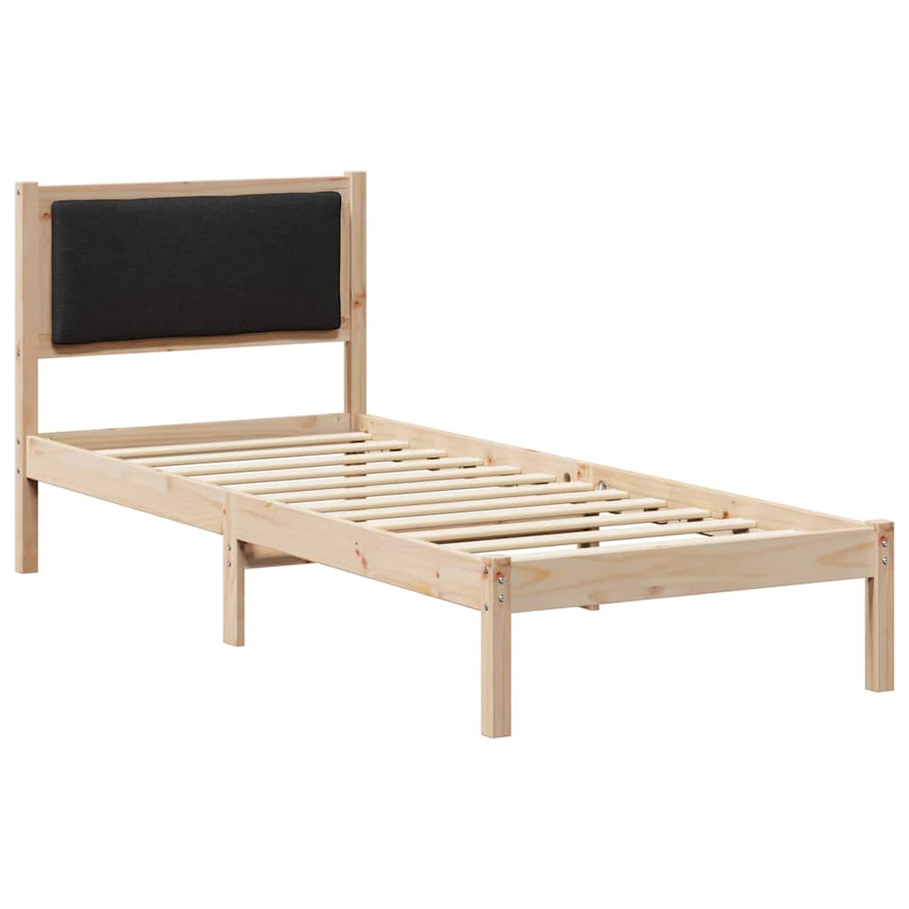 Bedframe met hoofdeinde Zwart 80 x 190 cm Massief grenenhout is nu te koop bij PeponiXL, paradijselijk wonen!