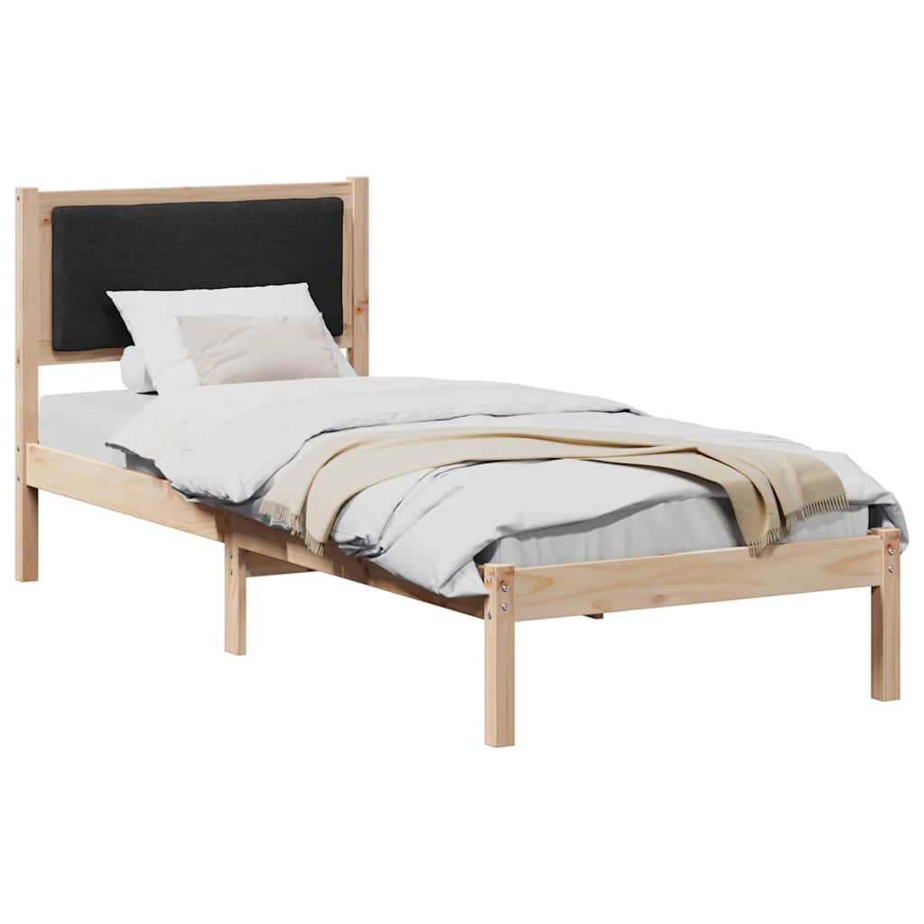 Bedframe met hoofdeinde Zwart 80 x 190 cm Massief grenenhout is nu te koop bij PeponiXL, paradijselijk wonen!