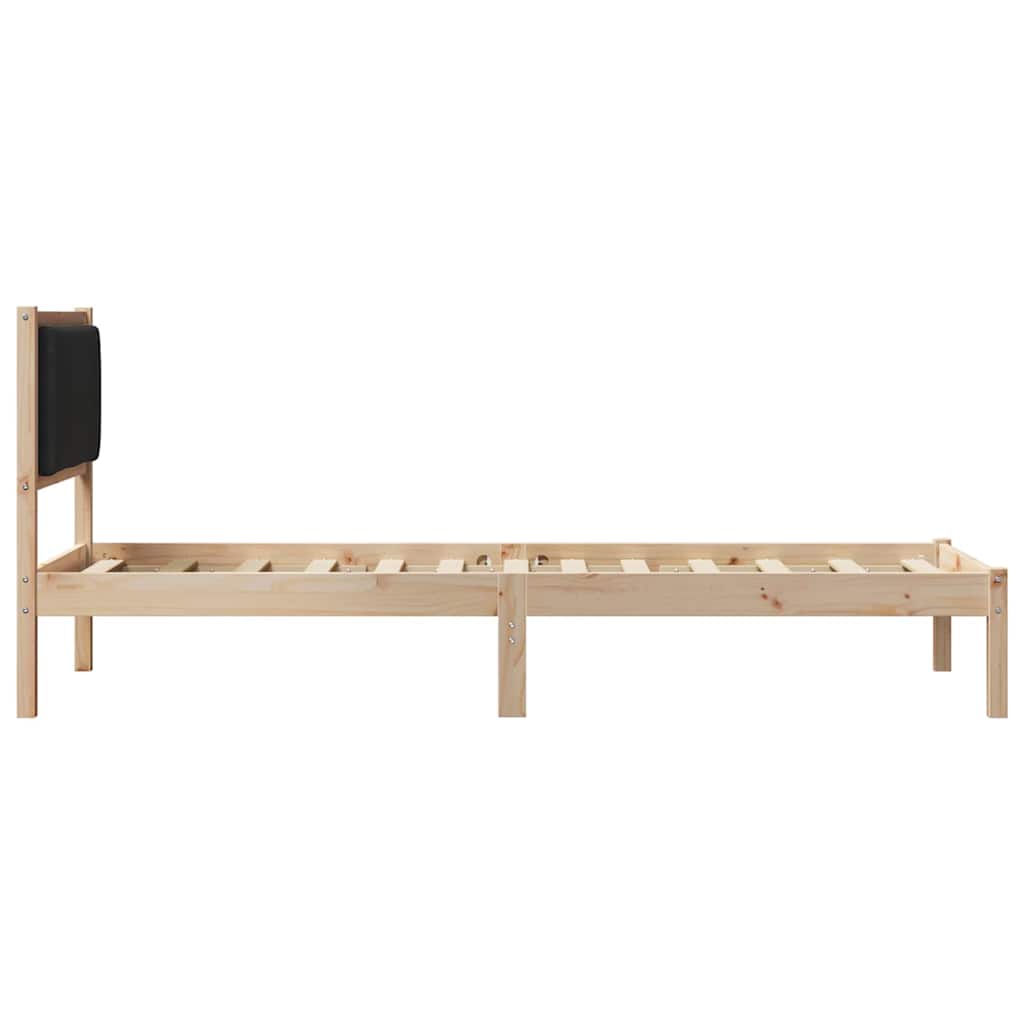 Bedframe met hoofdeinde Zwart 80 x 190 cm Massief grenenhout is nu te koop bij PeponiXL, paradijselijk wonen!
