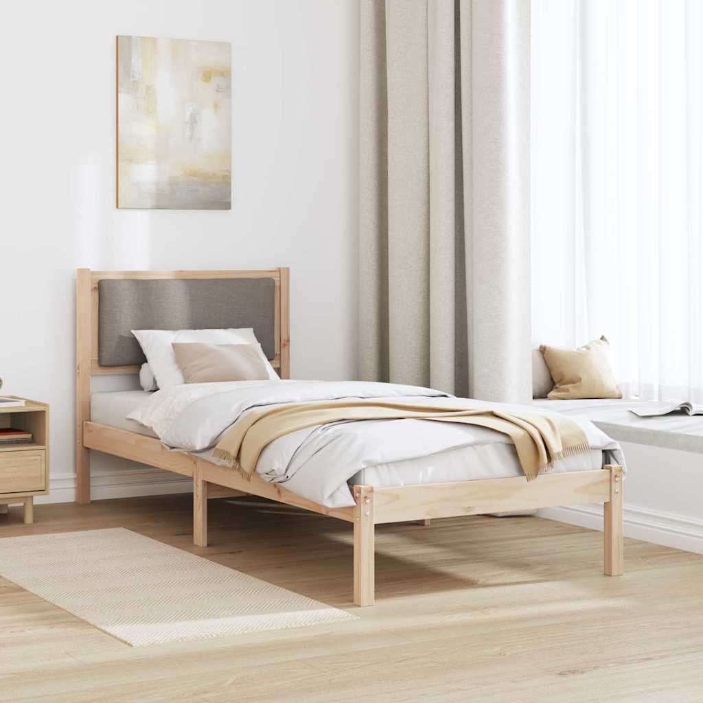 Bedframe met hoofdeinde Taupe 80 x 190 cm Massief grenenhout is nu te koop bij PeponiXL, paradijselijk wonen!
