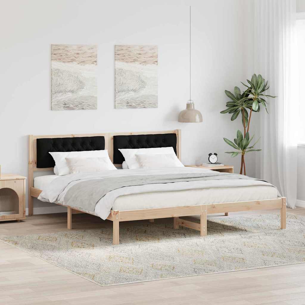 Bedframe met hoofdeinde Zwart 160 x 200 cm Massief grenenhout is nu te koop bij PeponiXL, paradijselijk wonen!
