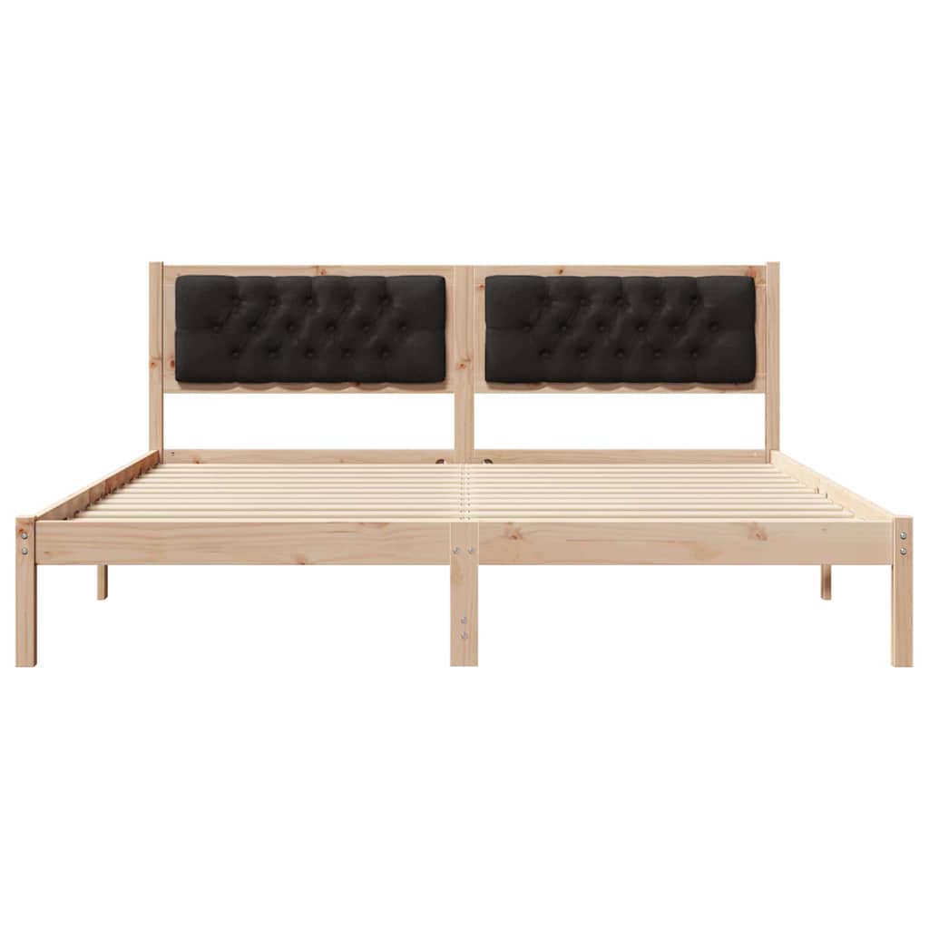 Bedframe met hoofdeinde Zwart 160 x 200 cm Massief grenenhout is nu te koop bij PeponiXL, paradijselijk wonen!