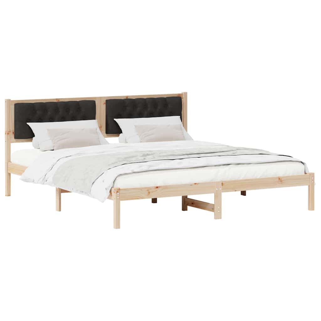 Bedframe met hoofdeinde Zwart 160 x 200 cm Massief grenenhout is nu te koop bij PeponiXL, paradijselijk wonen!