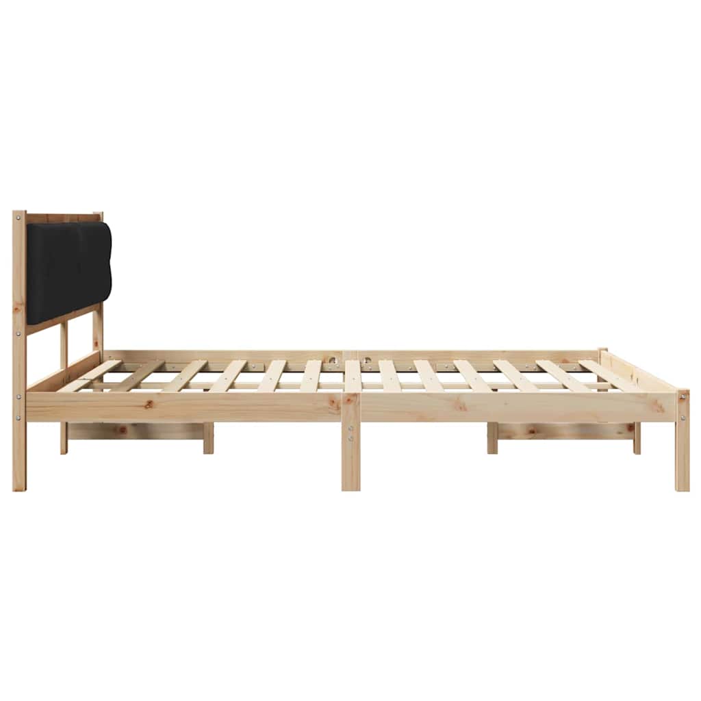 Bedframe met hoofdeinde Zwart 160 x 200 cm Massief grenenhout is nu te koop bij PeponiXL, paradijselijk wonen!