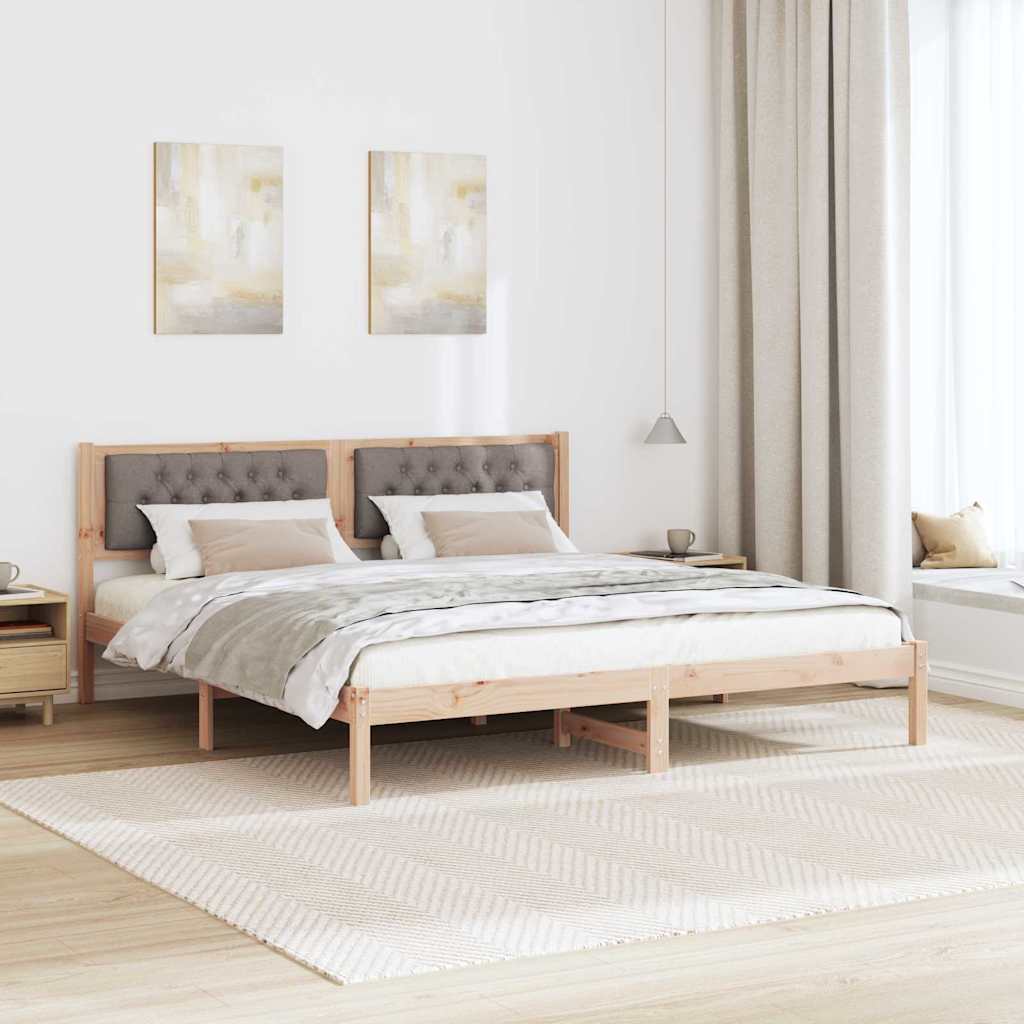 Bedframe met hoofdeinde Taupe 160 x 200 cm Massief grenenhout is nu te koop bij PeponiXL, paradijselijk wonen!