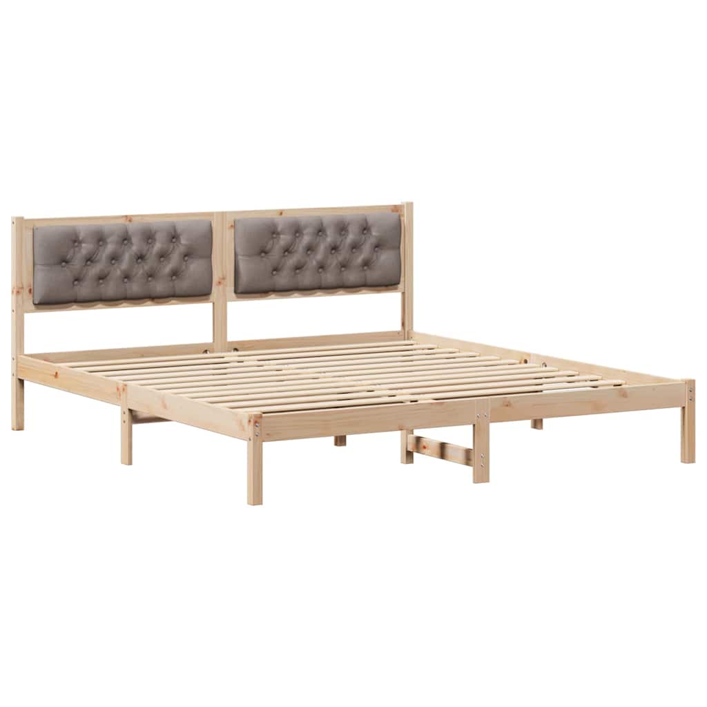 Bedframe met hoofdeinde Taupe 160 x 200 cm Massief grenenhout is nu te koop bij PeponiXL, paradijselijk wonen!