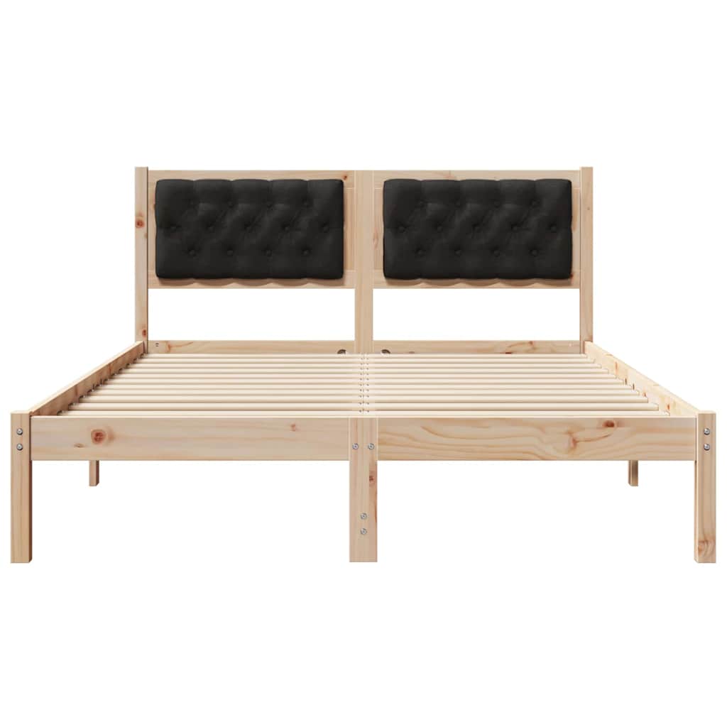 Bedframe met hoofdeinde Zwart 150 x 200 cm Massief grenenhout is nu te koop bij PeponiXL, paradijselijk wonen!