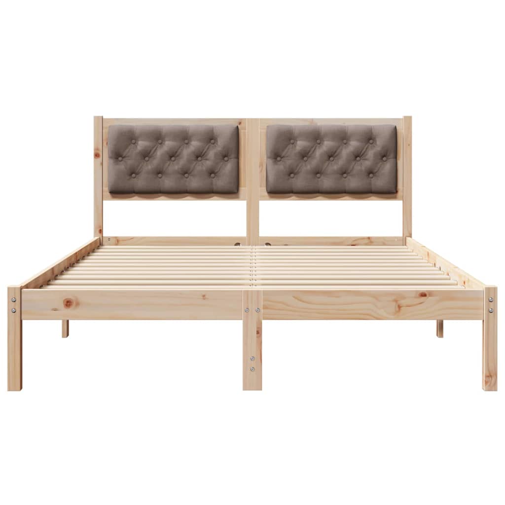 Bedframe met hoofdeinde Taupe 150 x 200 cm Massief grenenhout is nu te koop bij PeponiXL, paradijselijk wonen!