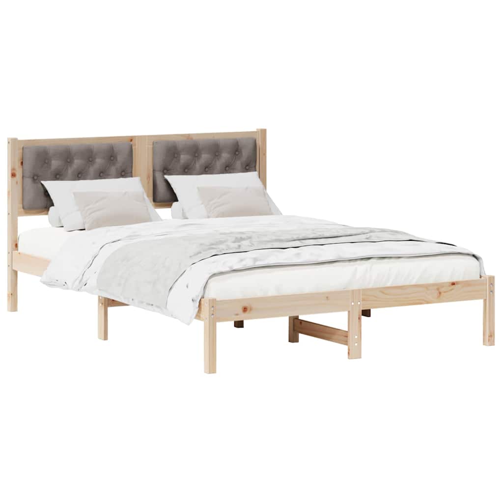 Bedframe met hoofdeinde Taupe 150 x 200 cm Massief grenenhout is nu te koop bij PeponiXL, paradijselijk wonen!