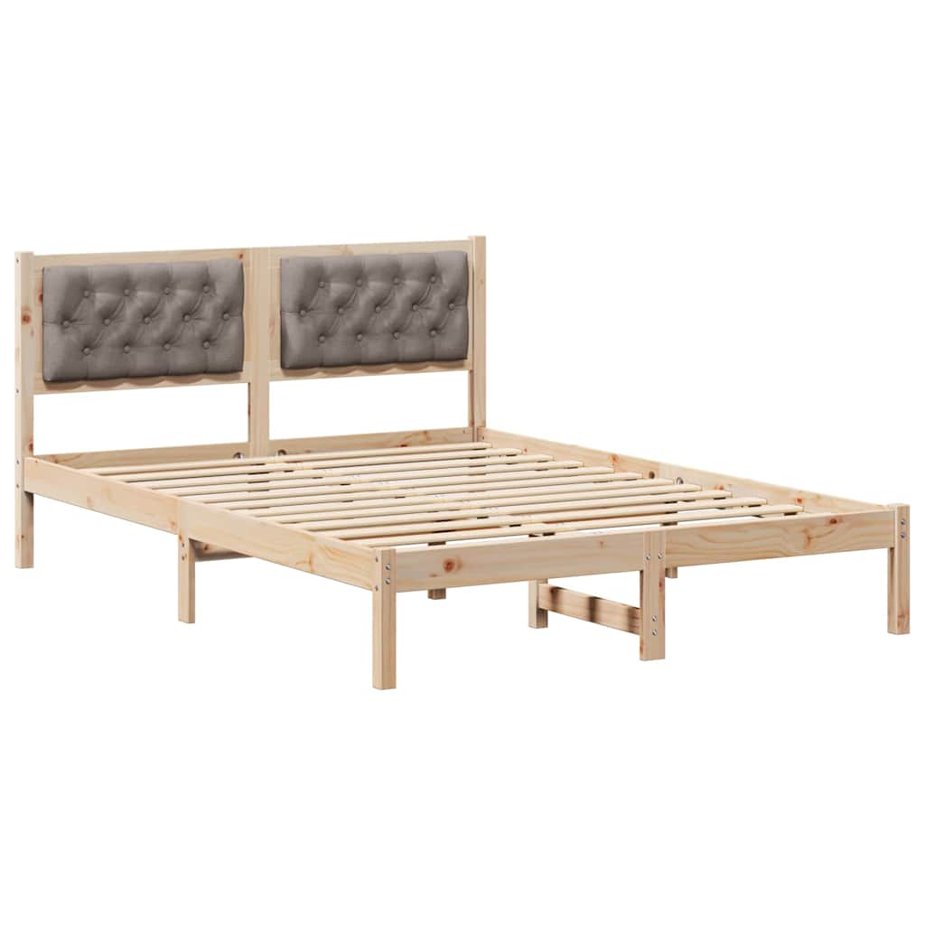 Bedframe met hoofdeinde Taupe 140 x 200 cm Massief grenenhout is nu te koop bij PeponiXL, paradijselijk wonen!