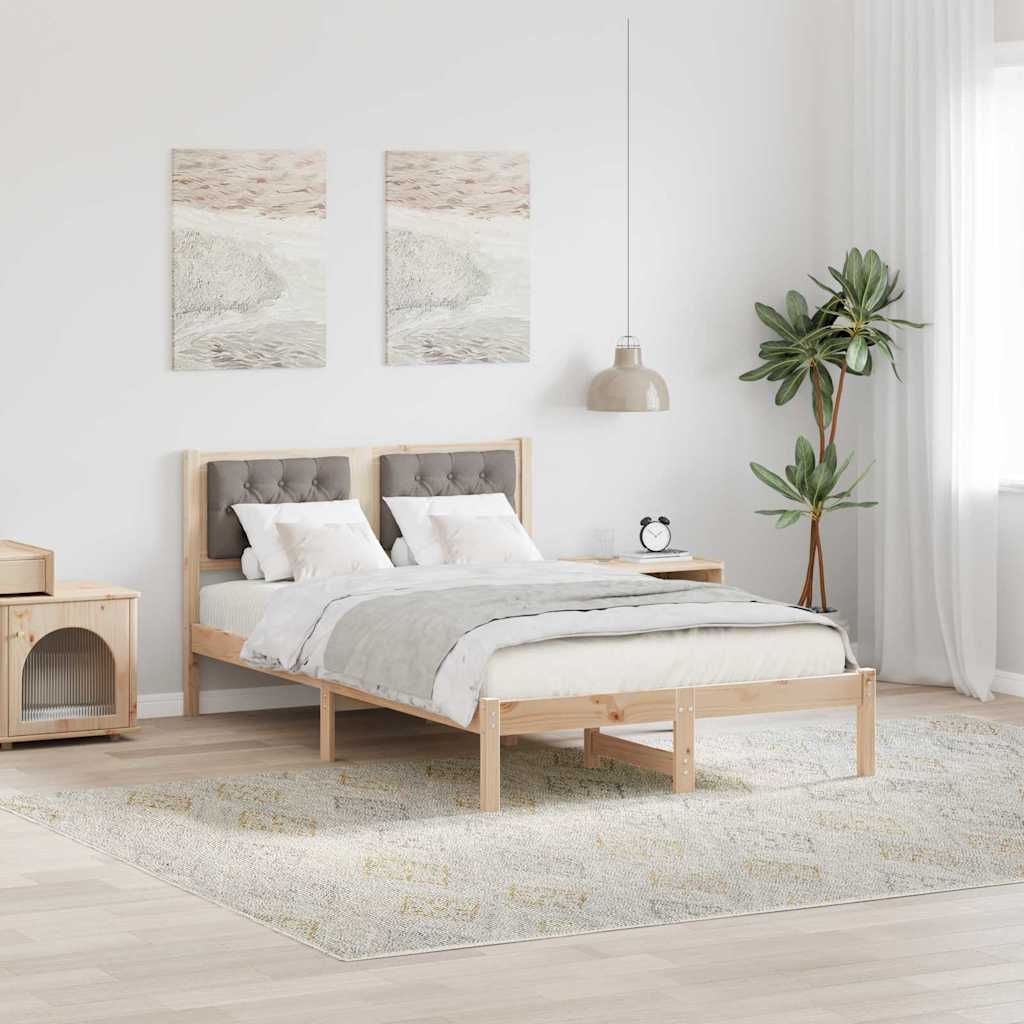 Bedframe met hoofdeinde Taupe 120 x 200 cm Massief grenenhout is nu te koop bij PeponiXL, paradijselijk wonen!