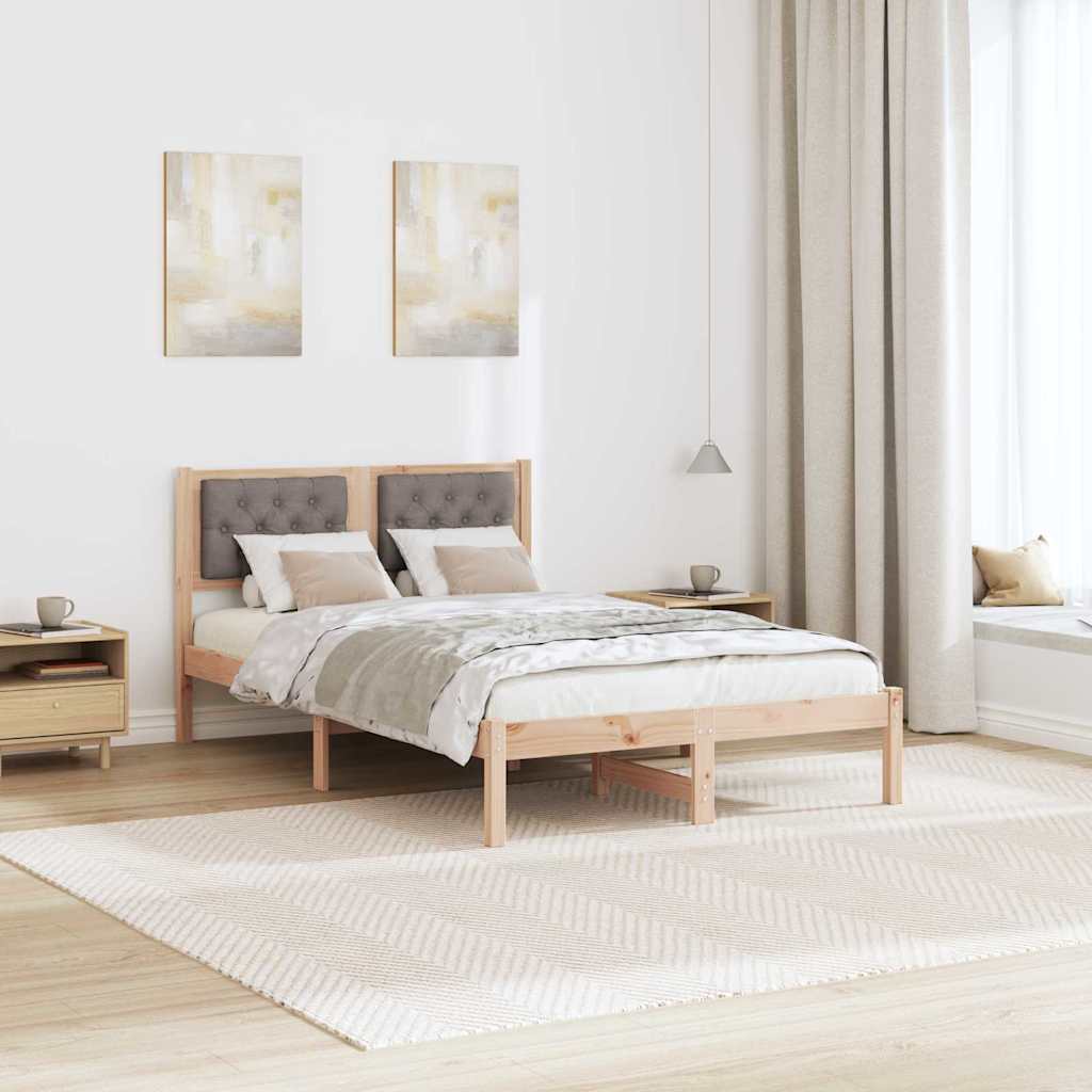 Bedframe met hoofdeinde Taupe 120 x 200 cm Massief grenenhout is nu te koop bij PeponiXL, paradijselijk wonen!