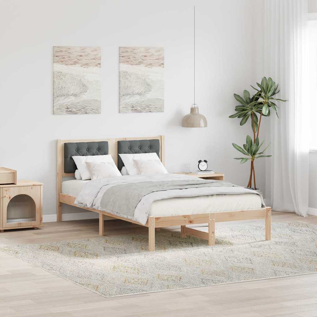 Bedframe Donkergrijs 135 x 190 cm Massief grenenhout is nu te koop bij PeponiXL, paradijselijk wonen!