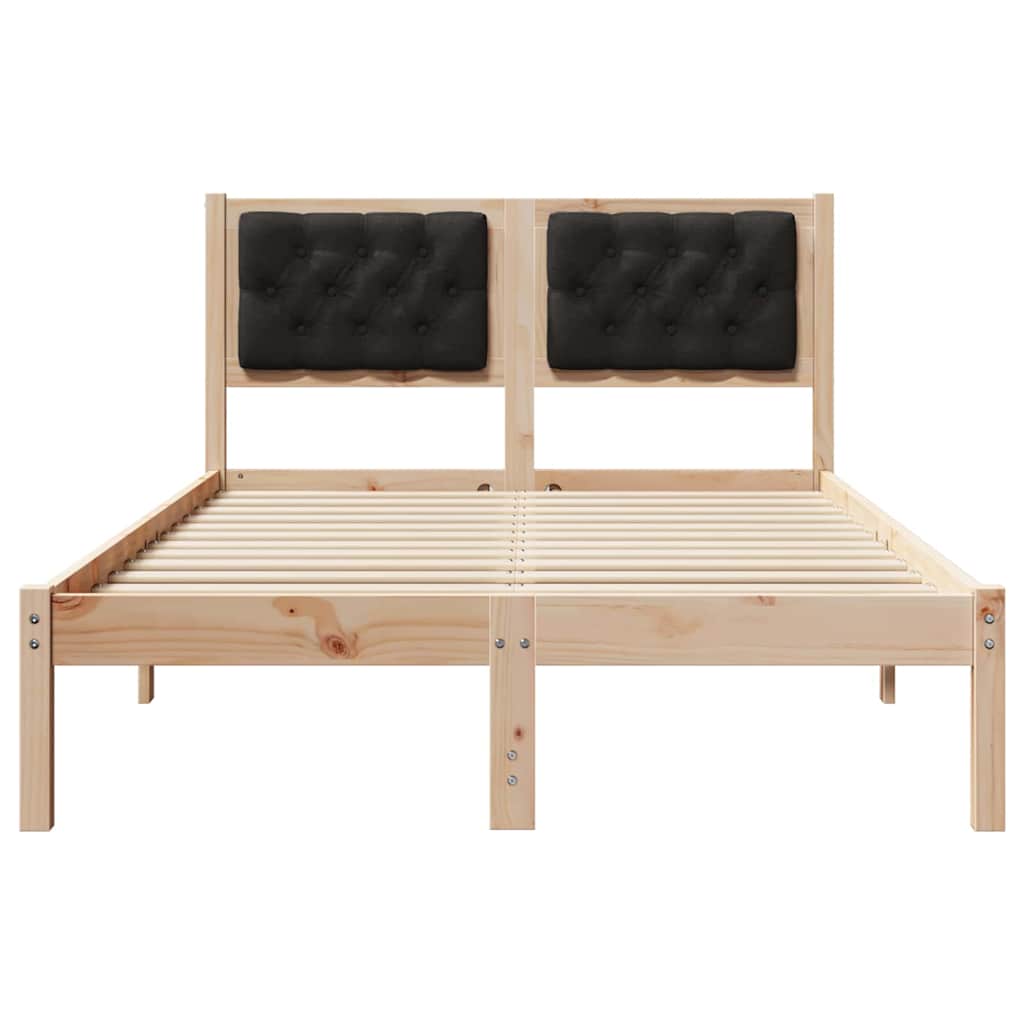 Bedframe met hoofdeinde Zwart 135 x 190 cm Massief grenenhout is nu te koop bij PeponiXL, paradijselijk wonen!