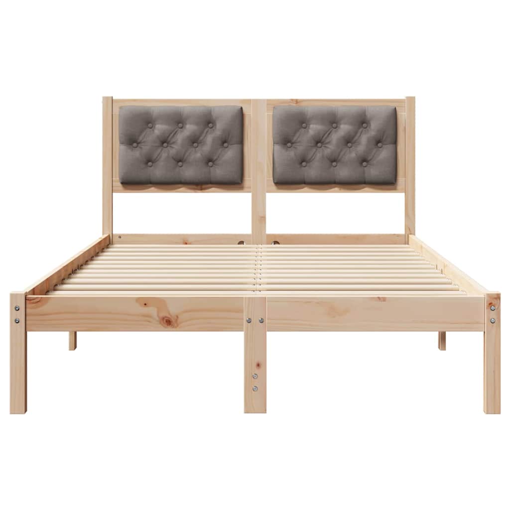 Bedframe met hoofdeinde Taupe 135 x 190 cm Massief grenenhout is nu te koop bij PeponiXL, paradijselijk wonen!