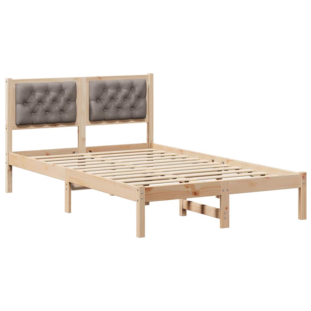 Bedframe met hoofdeinde Taupe 120 x 190 cm Massief grenenhout is nu te koop bij PeponiXL, paradijselijk wonen!