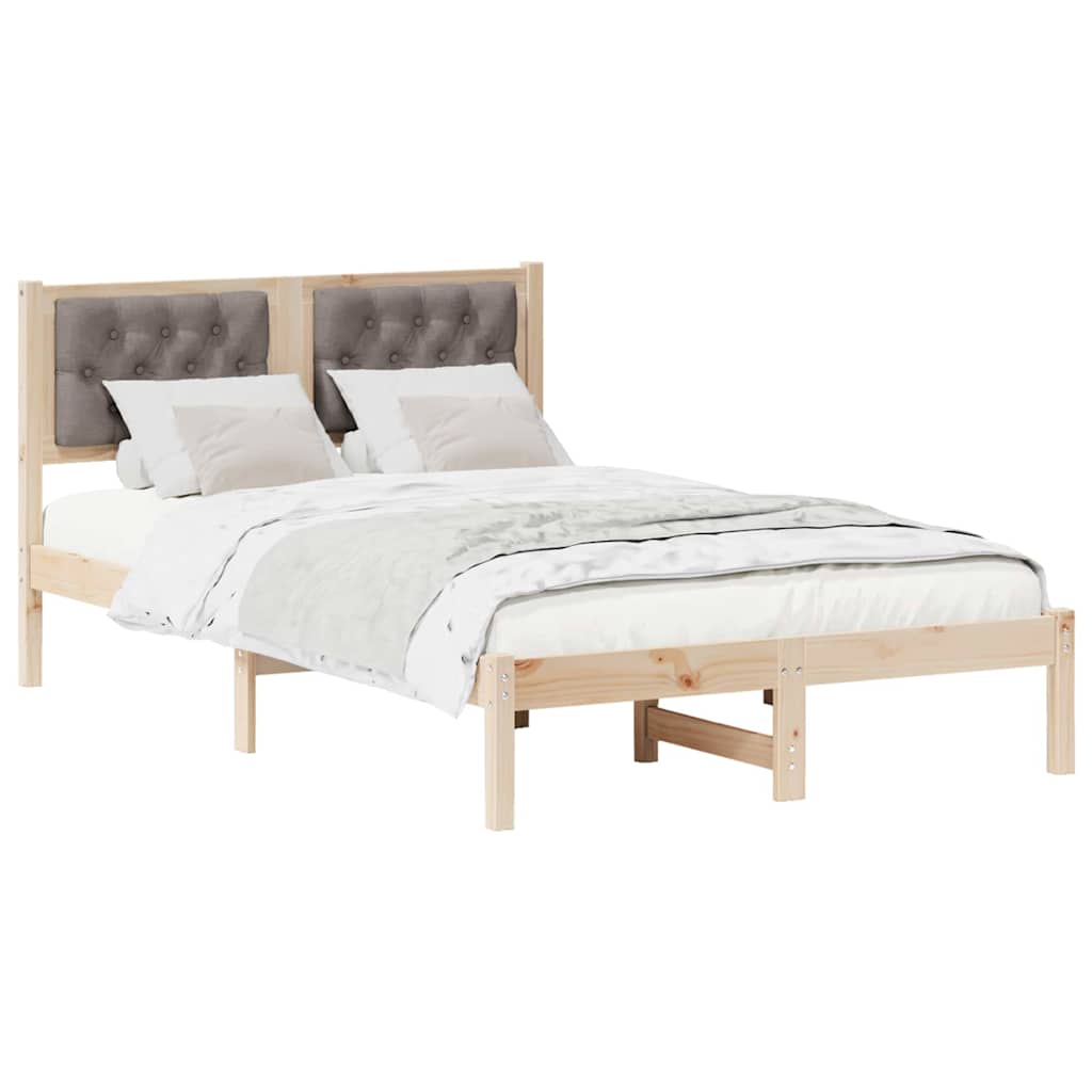 Bedframe met hoofdeinde Taupe 120 x 190 cm Massief grenenhout is nu te koop bij PeponiXL, paradijselijk wonen!