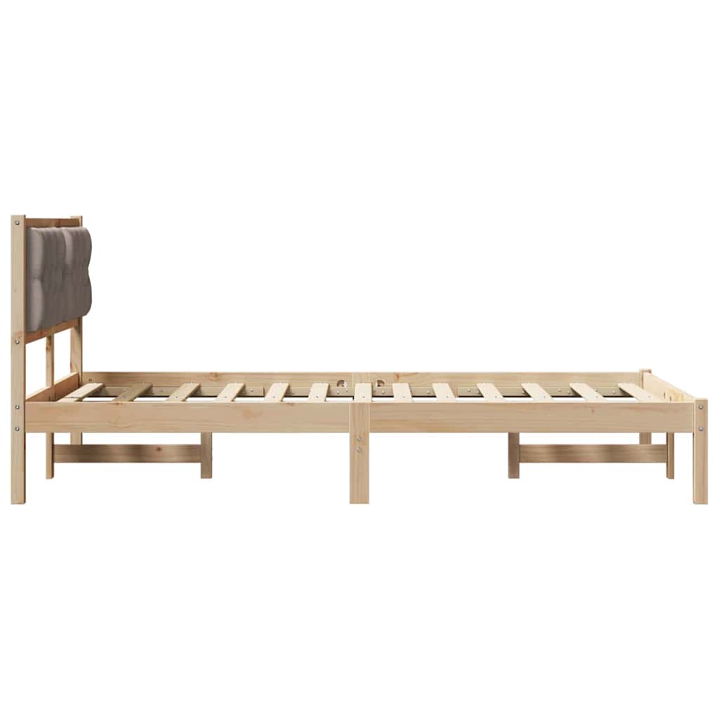 Bedframe met hoofdeinde Taupe 120 x 190 cm Massief grenenhout is nu te koop bij PeponiXL, paradijselijk wonen!