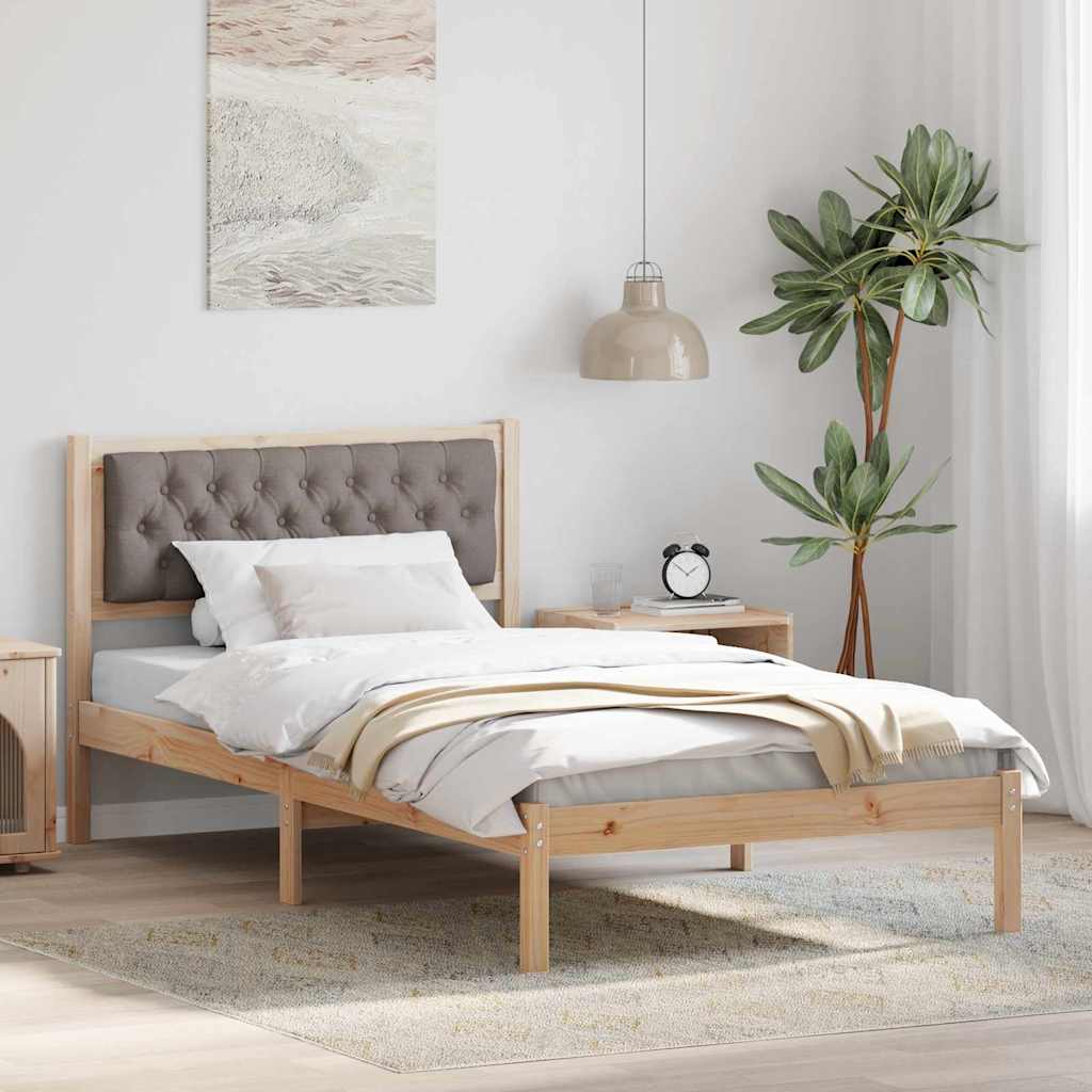 Bedframe met hoofdeinde Taupe 100 x 200 cm Massief grenenhout is nu te koop bij PeponiXL, paradijselijk wonen!