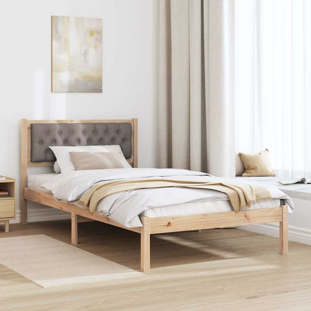 Bedframe met hoofdeinde Taupe 100 x 200 cm Massief grenenhout is nu te koop bij PeponiXL, paradijselijk wonen!
