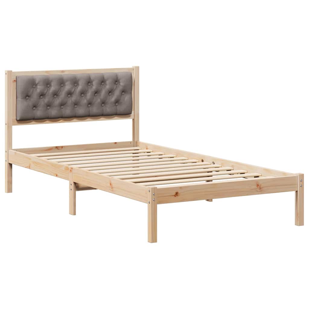 Bedframe met hoofdeinde Taupe 100 x 200 cm Massief grenenhout is nu te koop bij PeponiXL, paradijselijk wonen!