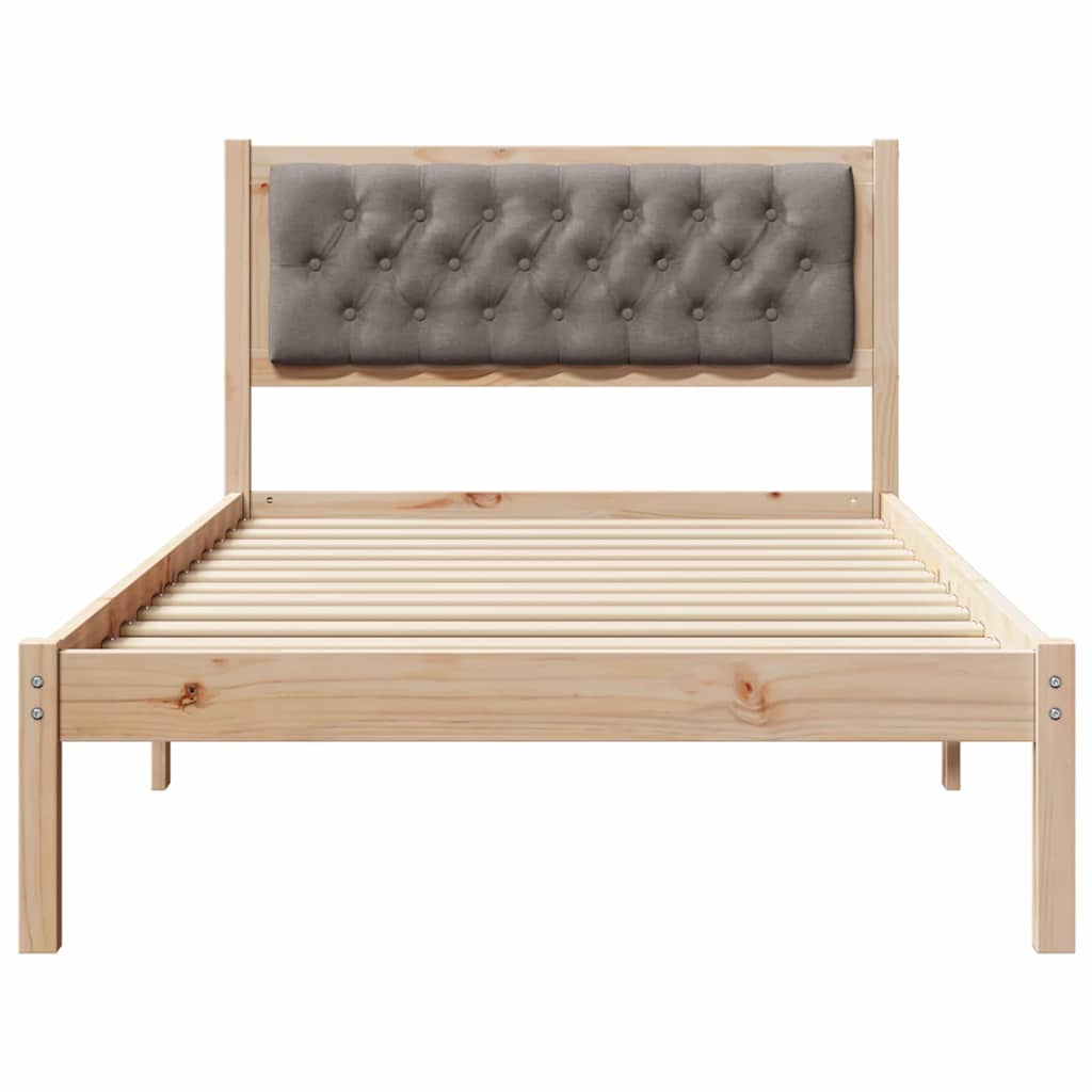 Bedframe met hoofdeinde Taupe 100 x 200 cm Massief grenenhout is nu te koop bij PeponiXL, paradijselijk wonen!