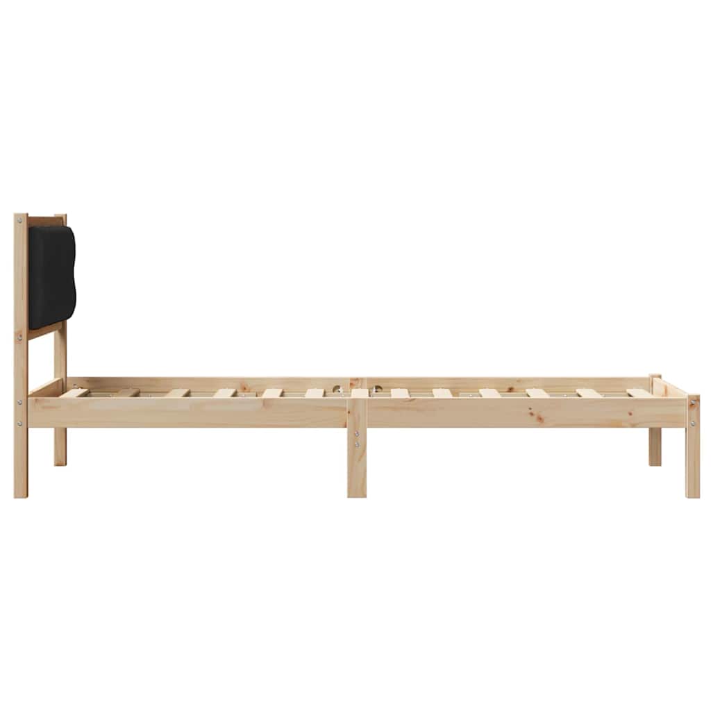 Bedframe met hoofdeinde Zwart 90 x 200 cm Massief grenenhout is nu te koop bij PeponiXL, paradijselijk wonen!