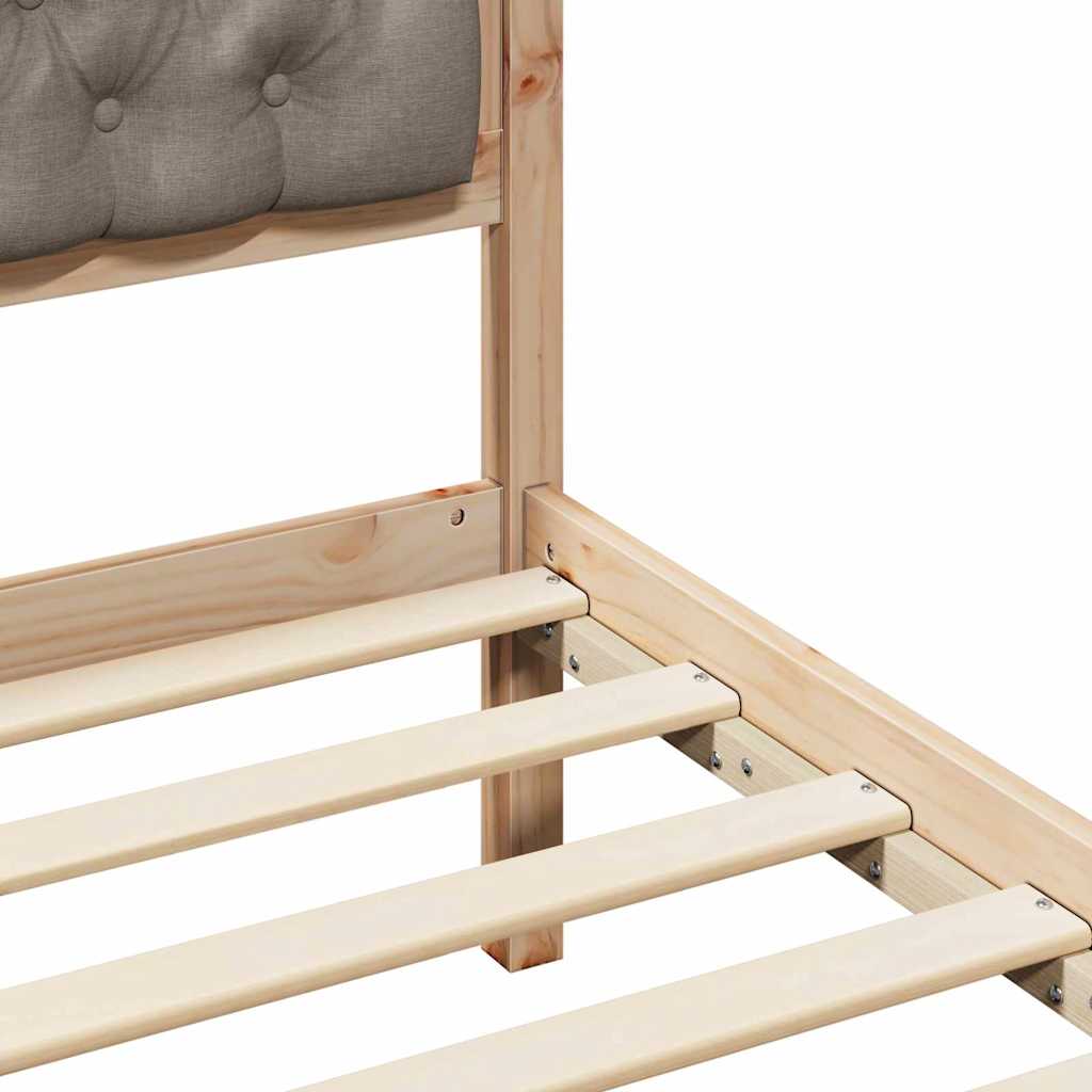 Bedframe met hoofdeinde Taupe 90 x 200 cm Massief grenenhout is nu te koop bij PeponiXL, paradijselijk wonen!