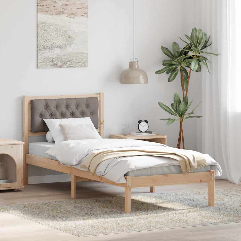 Bedframe met hoofdeinde Taupe 90 x 200 cm Massief grenenhout is nu te koop bij PeponiXL, paradijselijk wonen!