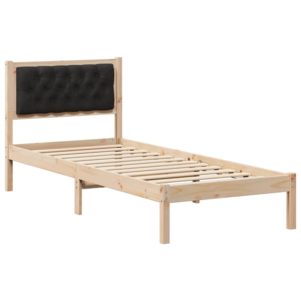 Bedframe met hoofdeinde Zwart 80 x 200 cm Massief grenenhout is nu te koop bij PeponiXL, paradijselijk wonen!