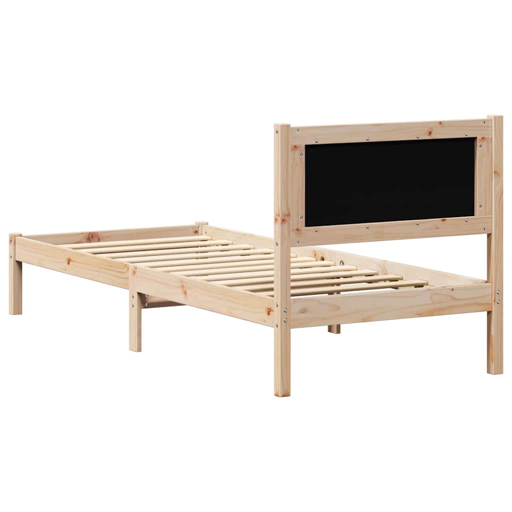 Bedframe met hoofdeinde Zwart 80 x 200 cm Massief grenenhout is nu te koop bij PeponiXL, paradijselijk wonen!