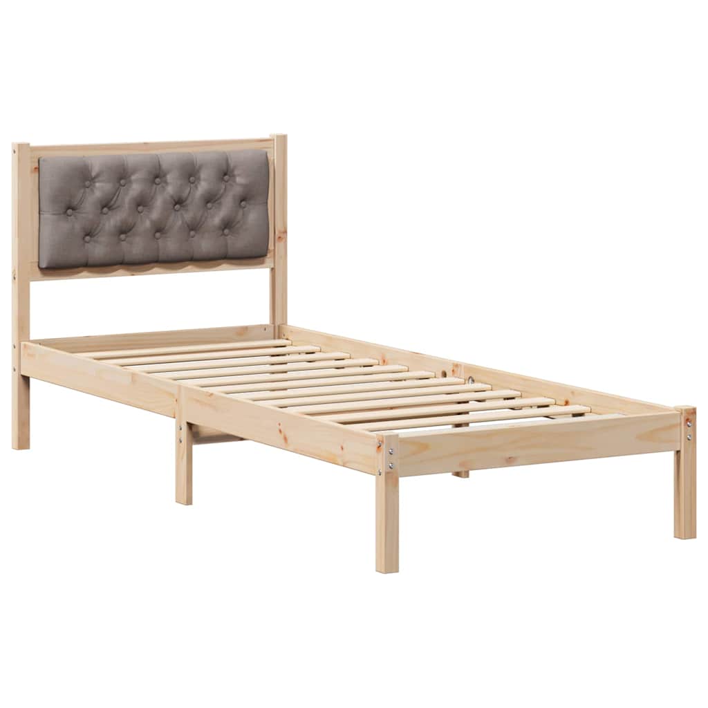 Bedframe met hoofdeinde Taupe 80 x 200 cm Massief grenenhout is nu te koop bij PeponiXL, paradijselijk wonen!