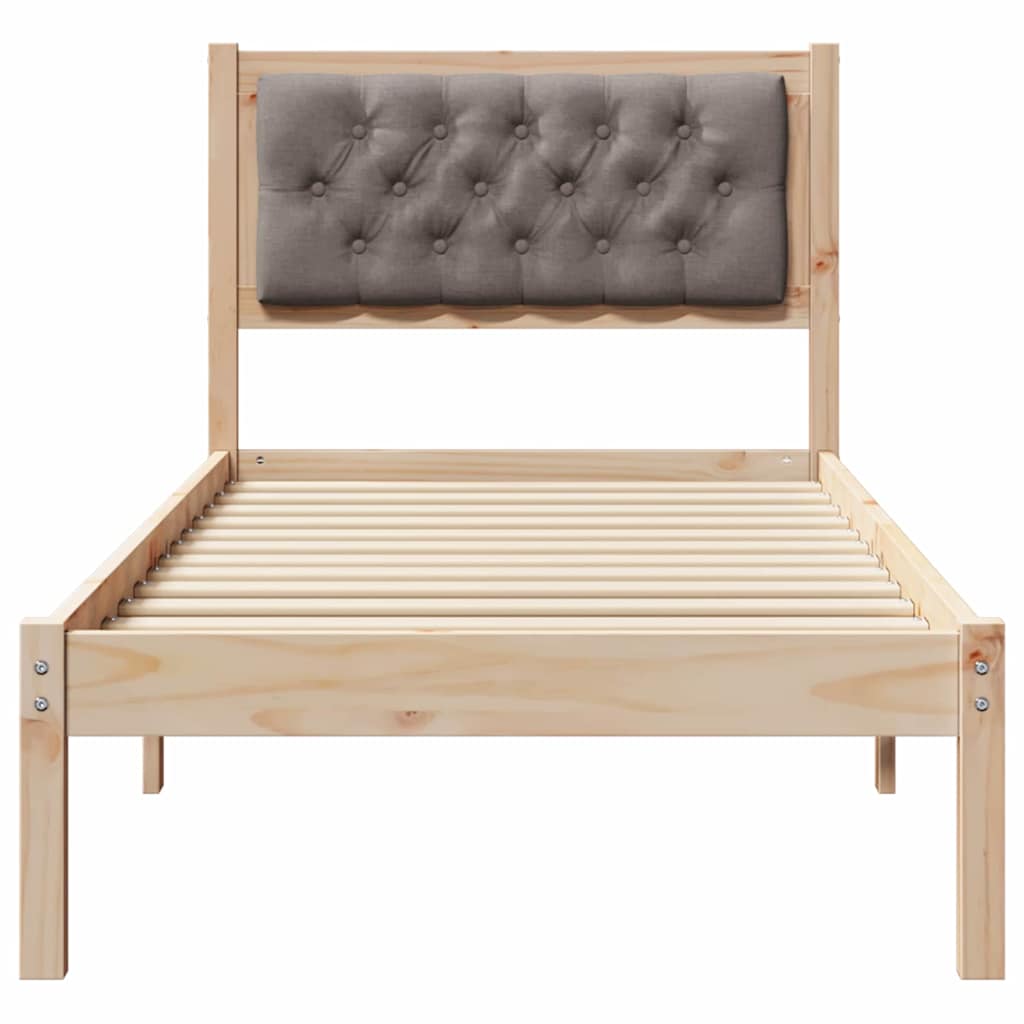 Bedframe met hoofdeinde Taupe 80 x 200 cm Massief grenenhout is nu te koop bij PeponiXL, paradijselijk wonen!