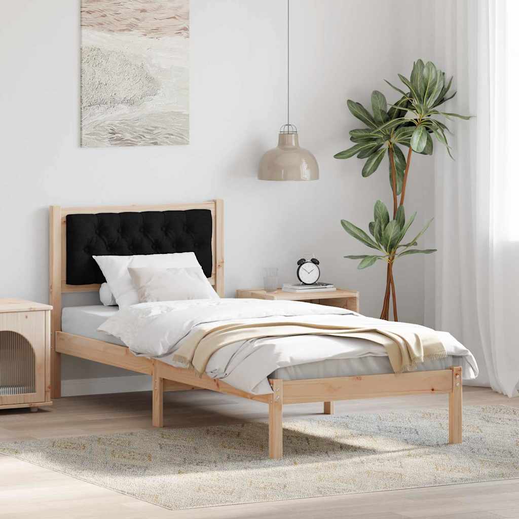 Bedframe met hoofdeinde Zwart 90 x 190 cm Massief grenenhout is nu te koop bij PeponiXL, paradijselijk wonen!
