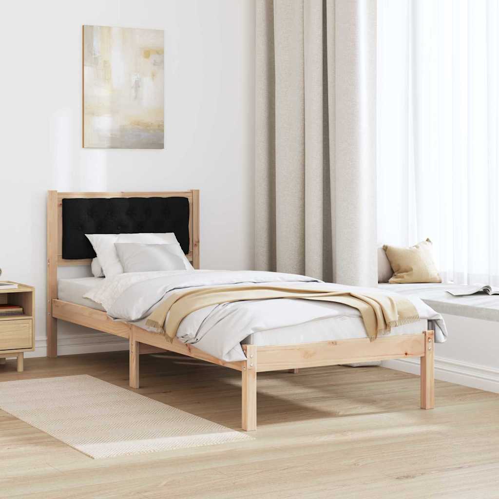Bedframe met hoofdeinde Zwart 90 x 190 cm Massief grenenhout is nu te koop bij PeponiXL, paradijselijk wonen!